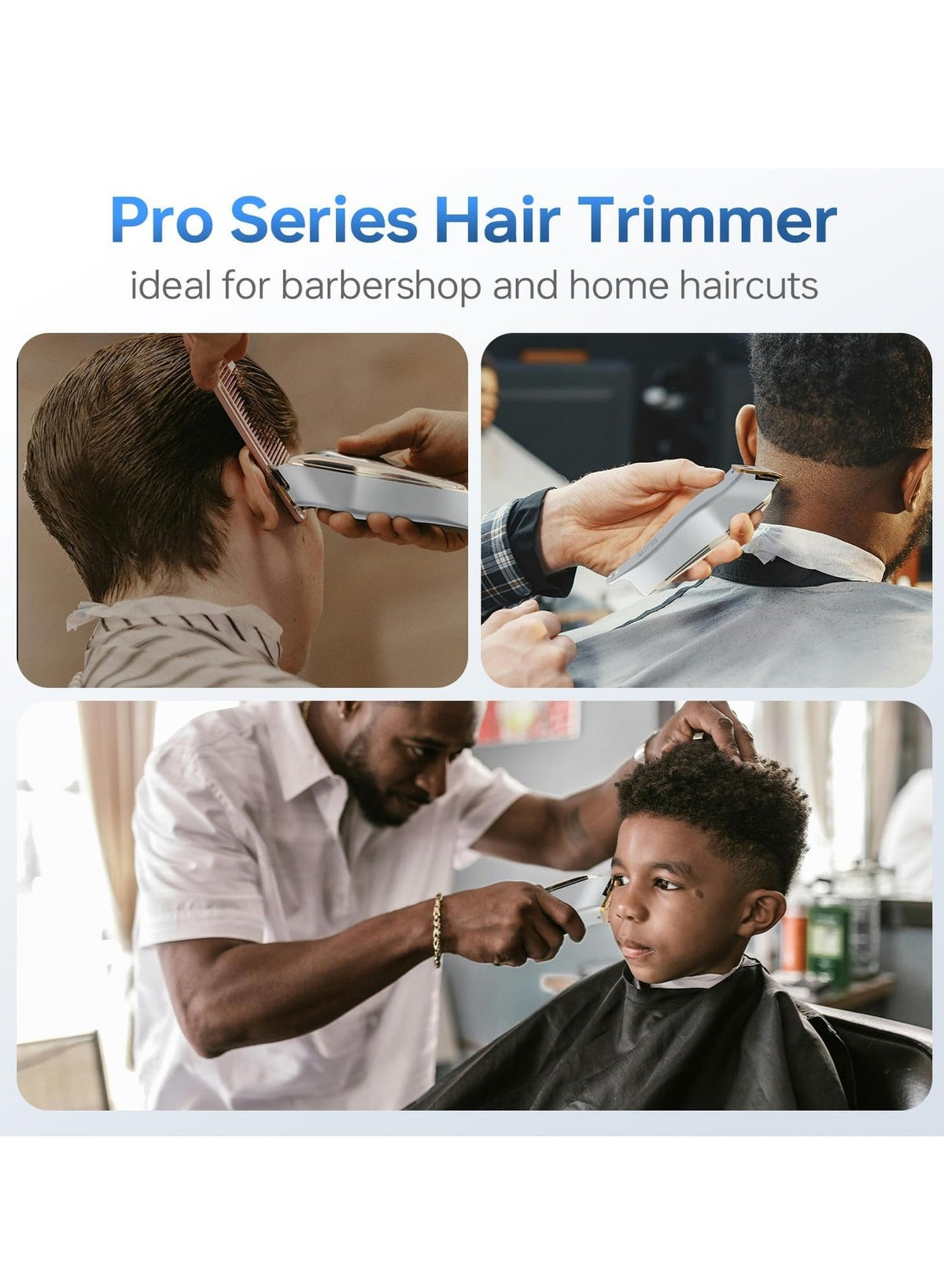 Electric Pro Series Cordless Hair & Beard Trimmer for Men with Italian technology - Stainless Blades, 4 Combs, 5W, USB,