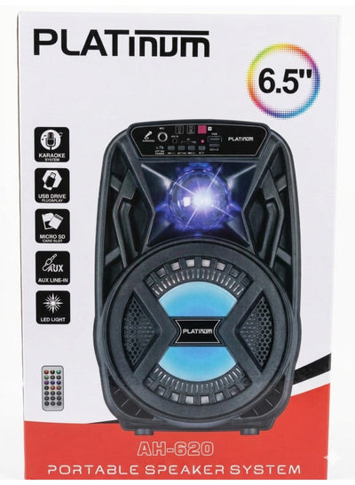 AH-620 Portable 6.5 Inch Karaoke Speaker System with Dynamic LED Lights and Remote Control Wireless Multimedia Speaker w