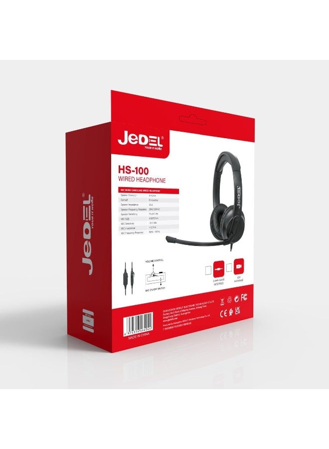 هيدسيت JeDEL HS-100 سلك USB عزل ضوضاء تحكم صوت أسود