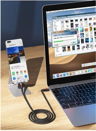 RC-195 Tangle Free Fast Charging Data Cable 1000mm 65W Type C to C - Black