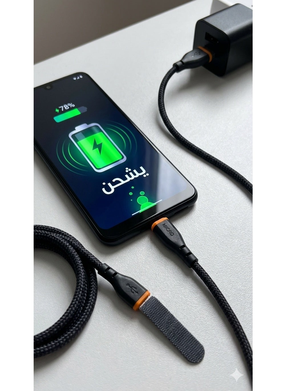 كابل شحن X-SCOOT سريع منسوج من USB إلى Micro موديل CL157 أسود