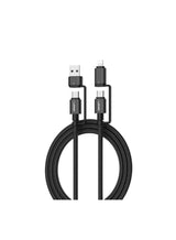 كابل شحن ونقل بيانات 4 في 1 LDNIO LC16 بقوة 65W طول 1.2 متر مدخلين USB-A وUSB-C – أسود
