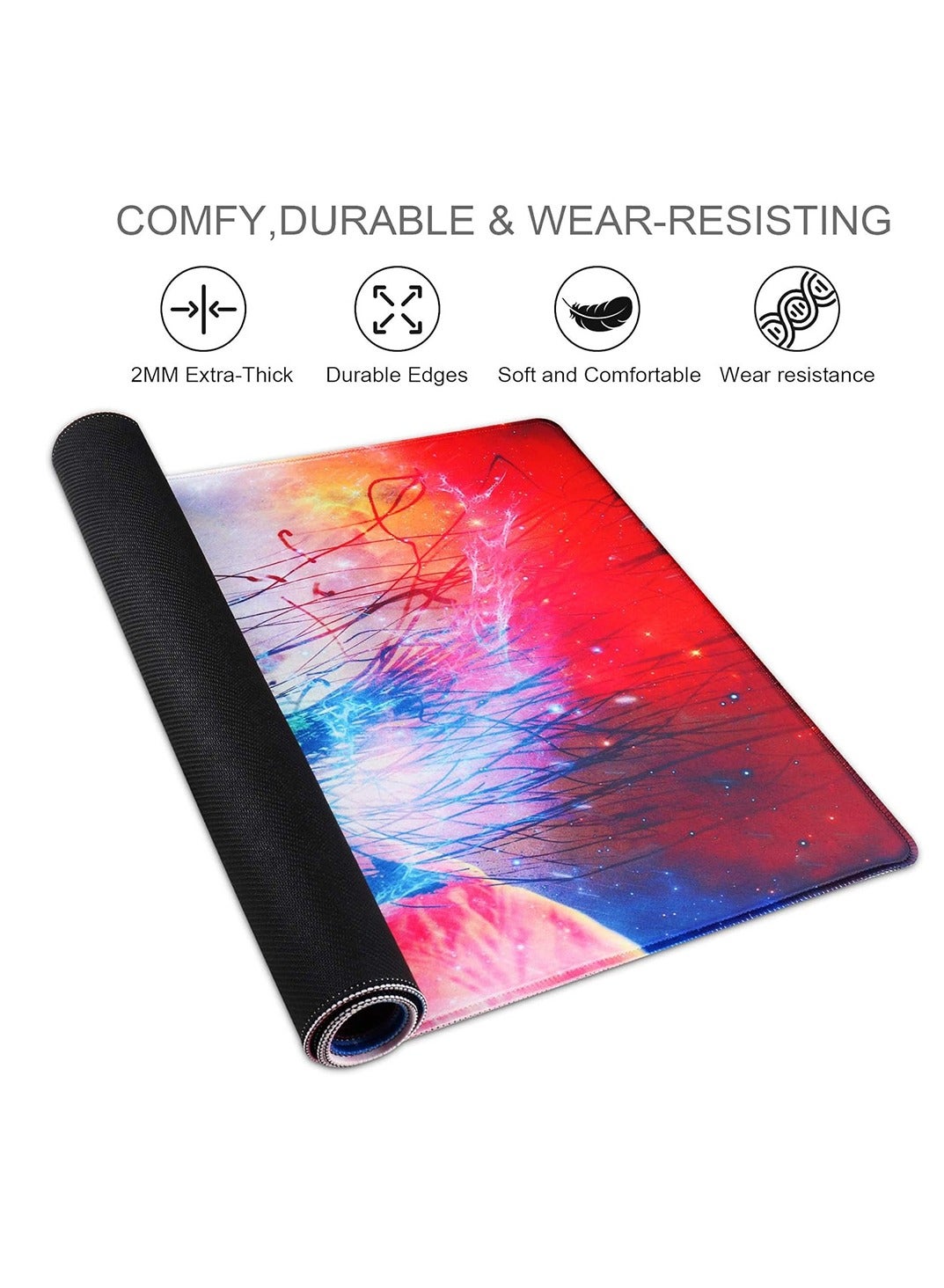 Abstract Astronaut Design Gaming Mouse Pad, Rubberized Non-Slip with Stitched Edges, Suitable for All Mouse Sensitivitie