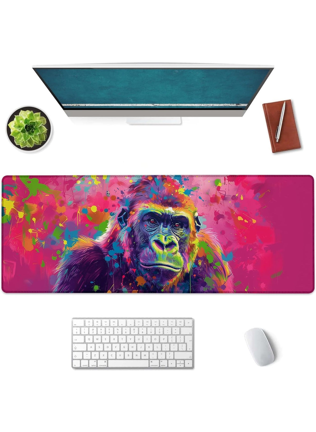 Colorful Gorilla Large Mouse Pad 70 X 30cm , Gaming Mouse Pad, Non Slip Rubber Base, Office Accessories, Desk Mat, Artis