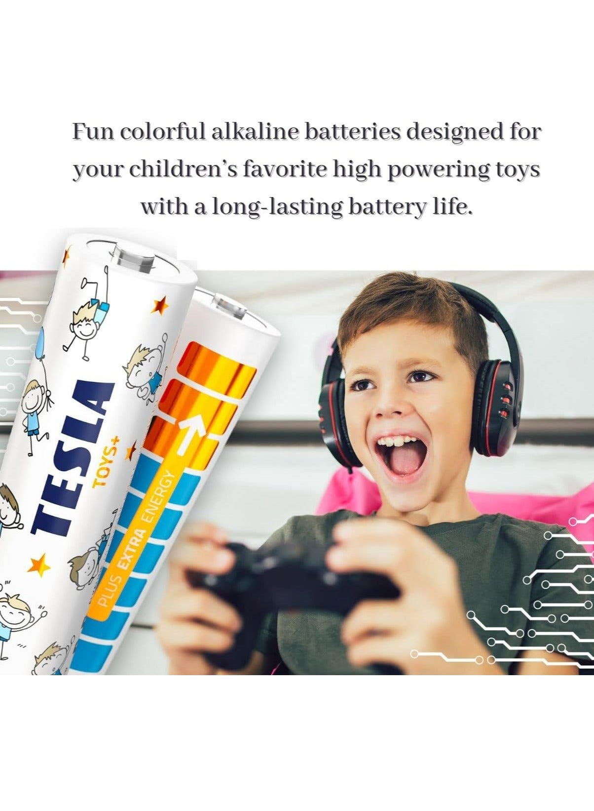 بطاريات قلوية للألعاب TESLA BATTERIES TOYS+ مقاس AAA وردي