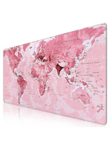 Pink World Map Gaming Mouse Pad 70x30cm Non-Slip Base