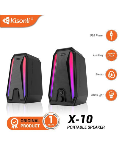 Kisonli Super bass usb powered supply 2.0 PC speakers computer audio player light speaker X10
