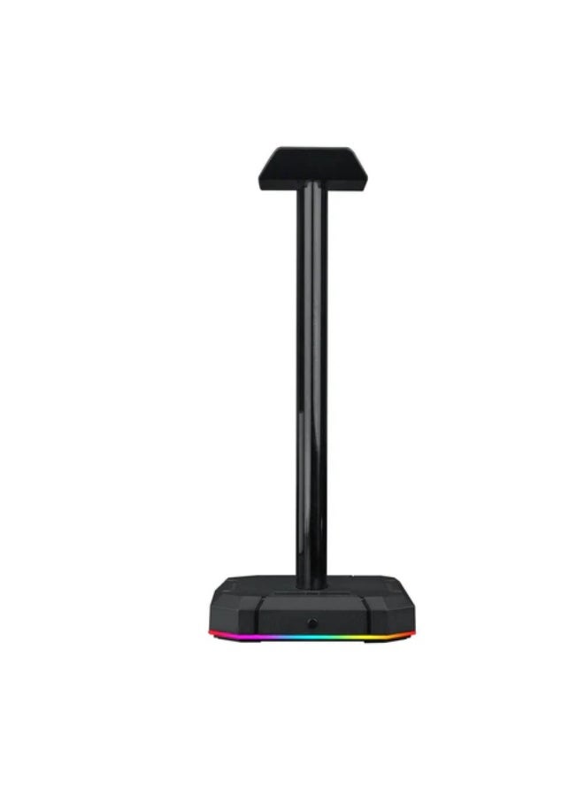 Scepter X HA312 Headset Stand - USB Hub - 3.5mm Connections - RGB with 10 Effects - Black