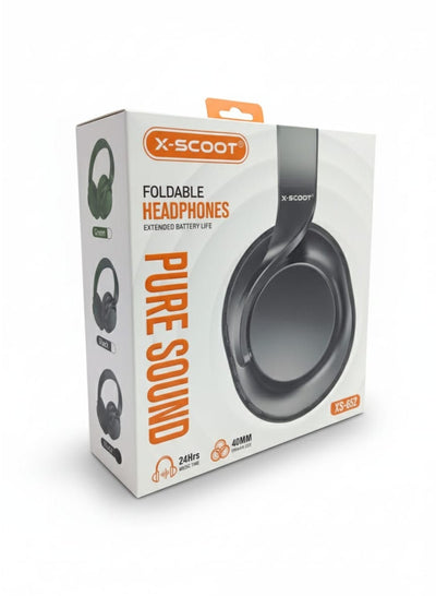 سماعة رأس بلوتوث X-SCOOT لاسلكية قابلة للطي بصوت نقي موديل XS-652 رمادي
