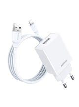 شاحن حائط REMAX RP-U95 قوة 12W منفذ USB مع كابل Lightning طول 1 متر – أبيض