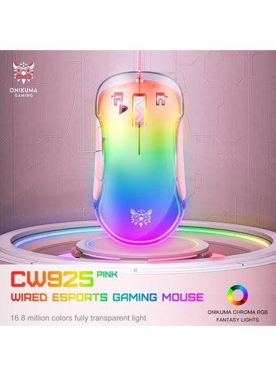 RGB Wired Gaming Mouse with 12800 DPI Optical Sensor, 8 Programmable Macro Buttons, Customizable Software, Ergonomic Lig