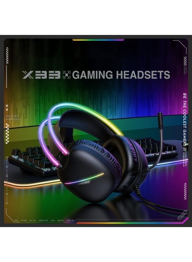 X33 RGB Wired Gaming Headset with Type-C & USB Connectivity and Noise Cancelling Microphone, 50mm 3D Stereo Sound, Comfo