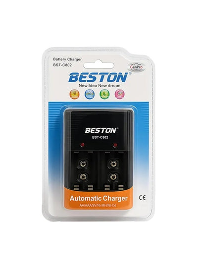 شاحن بطاريات BESTON C-802 حماية ذكية أسود