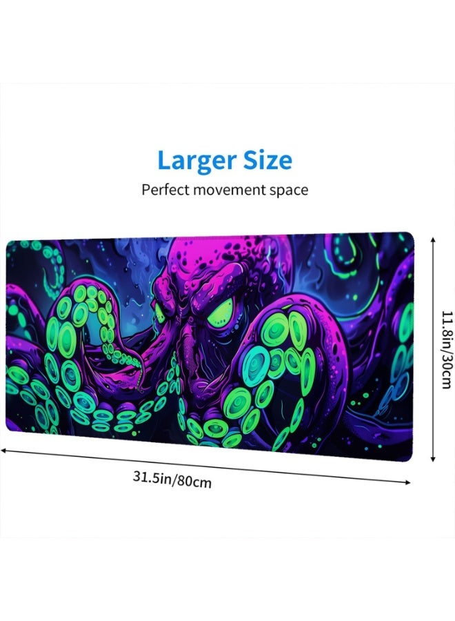 Mouse Pad Mythology Deep Monster Octopus Tentacles Large Gaming Mouse Mat with Stitched Edges,Non-Slip Waterproof Rubber