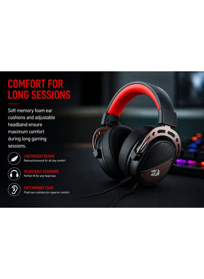 H730 USB Wired Gaming Headset – 53mm High-Performance Drivers, Immersive 360° Spatial Surround Sound, Detachable Noise-C