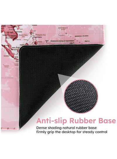 PINK World Map Gaming Mouse Pad - (70×30cm) for Keyboard and Mouse Desk Mat for PC - Non Slip Rubber - Speed Edition
