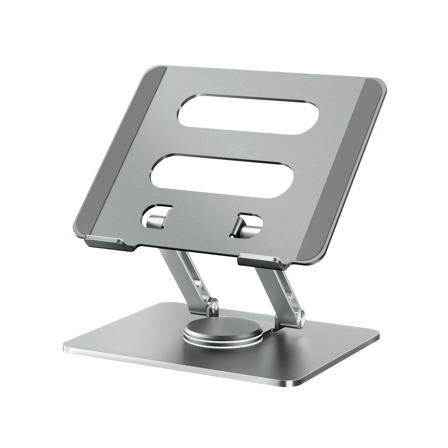 High-quality metal iPad stand with stable base and adjustable design - 360-degree rotation and flexible height - Durable material supports iPad and mobile for a comfortable and safe user experience in the office or home