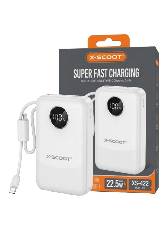 XS-422 20000mAh Power Bank – 22.5W Super Fast Charging Portable Charger with Built-in Lightning & USB-C Cables, USB-A &