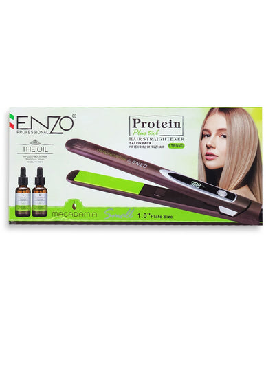 ENZO Professional hair straightener For Very Curly Or Frizzy Hair , With 2 Oil Treatment - Heating at 985F Per Minute EN-3991S