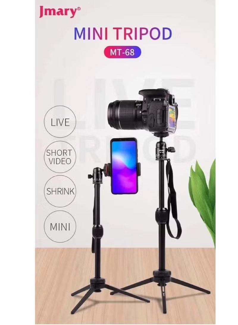 Table Top Extendable Foldable Tripod Stand MT-68 with 360° Rotation , Compatible with Mobile Phones, DSLR & Digital Came