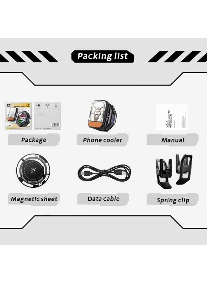 CX14 Magnetic Phone Cooler with Rechargeable Battery – Semiconductor Mobile Cooling Fan, 2-in-1 Magnetic & Clip-On Ice C