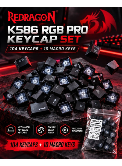 K586 RGB PRO 104-Key Keyboard Keycap Set with 10 Macro Keycaps, Replacement Gaming Keyboard Key Caps for Compatible Mech