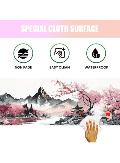 Japanese Watercolor Cherry Blossom Pink Mouse Pad, Gaming Mouse Pad,Non-Slip Water-Resistant Anime Mouse pad, Large Mou