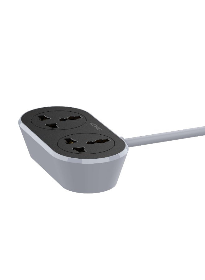 SC2018 Universal Extension Power Socket 2 Outlet , 10A 2500W Heavy Duty Power Strip with 5M Cable, US/EU/UK Plug Support