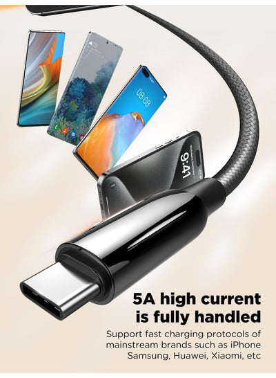 كابل شحن سريع USB-C إلى USB-C PD 3.1 بقدرة 240 واط، بطول 2 متر، مزود بشريحة ذكية لنقل البيانات، متوافق مع أجهزة الكمبيوت