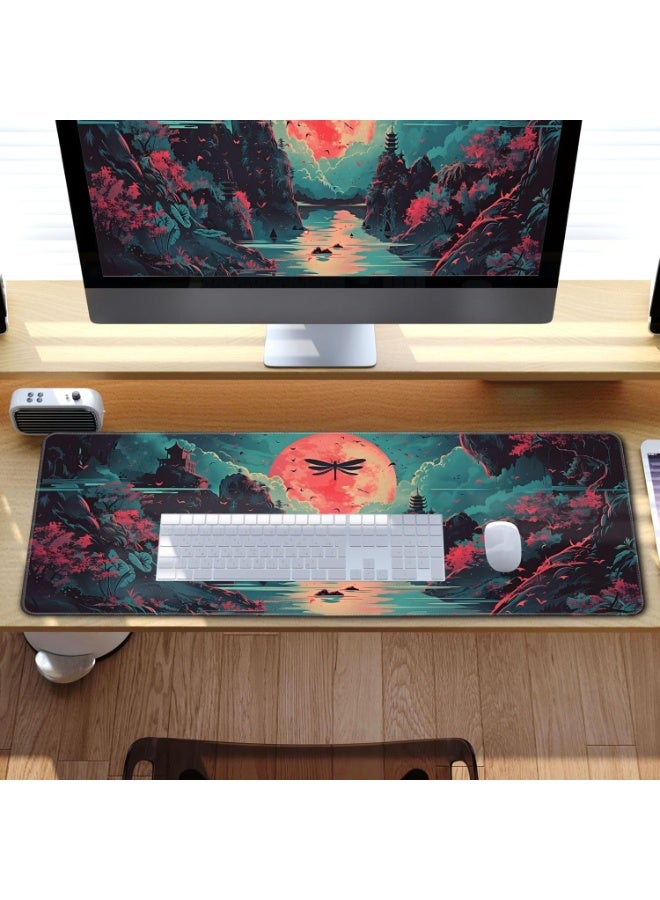 Japanese Desk Mat Riverside Full Moon Desk Pad Psychedelic Mlarge , Mouse Pad Dragonfly Gaming Mousepad Extended Large K