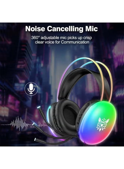 X25 Professional Gaming Headset USB+3.5 RGB Light 3D Stereo Noise Cancellation Multi Platform Compatibility With Microph