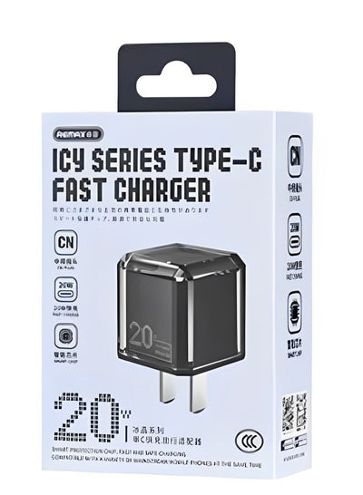 charger model RP-U136, 20W fast charger, Type C Fast Charger, fast charging system - Black