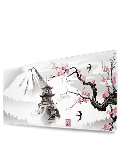Mousepad Custom New Computer Desktop Office Mat Laptop Soft Natural Rubber Mouse Pads Japanese Temple and Cherry Blossom