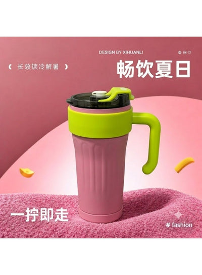 Insulated Tumbler Mug with Handle, Straw & Leak-Proof Lid – 800ML Large Capacity Stainless Steel Cup Vacuum Insulated Co