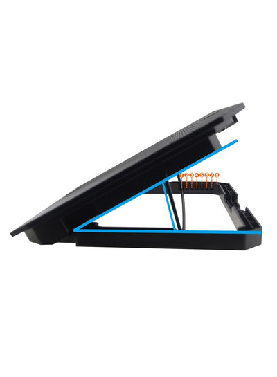N11 Adjustable Mute Notebook Dual Fan Cooler Desktop Laptop Cooling Stand - Blue Light