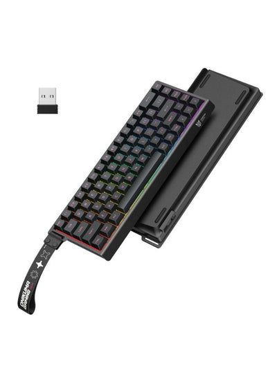 MT603 Tri-Mode RGB Mechanical Gaming Keyboard with 68 Keys, Wireless 2.4GHz, Bluetooth & Wired Type-C Connectivity, Comp