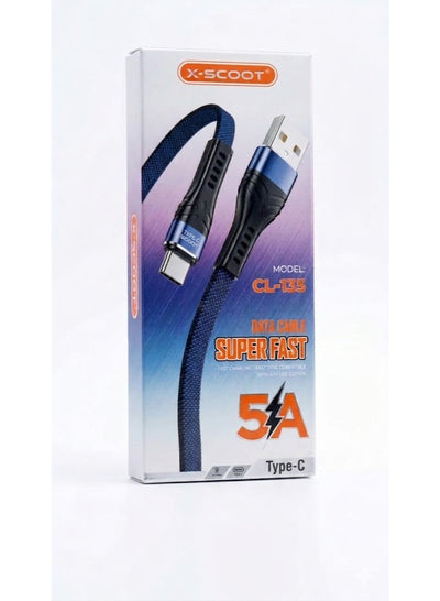 كابل شحن X-SCOOT سريع مضفر 5A من USB إلى Type-C موديل CL-135 أخضر