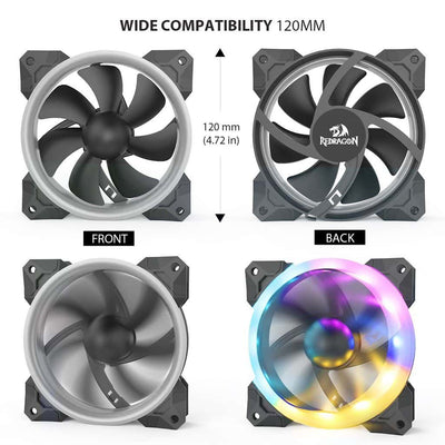 Redragon GC-F008 RGB Computer Case PC Cooling Fan (3 Packs 120mm)