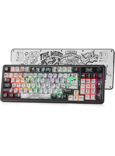 Tri-Mode Wireless Mechanical Gaming Keyboard 95 Key With TFT Display Screen Control Knob Gasket Mounted Design Custom Li