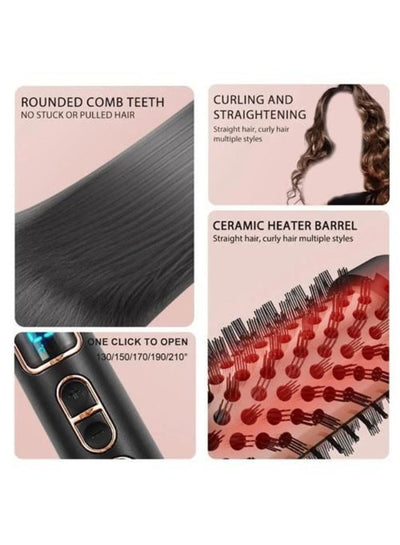 SK-15046 Heated Round Brush – 230°C Digital Hair Straightening & Styling Brush with LCD Display, Rose Gold & Black, Rapi