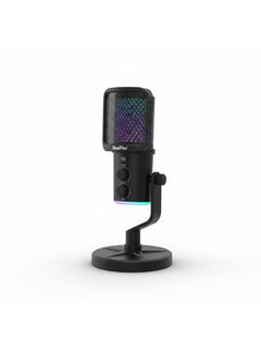 ميكروفون مكتبي NEEPHO NP-M02 كوندنسر USB بتقنية 2.4G وعزل ضوضاء ANC وإضاءة RGB للبث والتسجيل – أسود