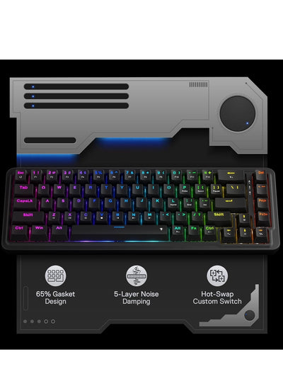 كيبورد جيمنج Redragon K709 ميكانيكال 60% بعزل صوتي أسود