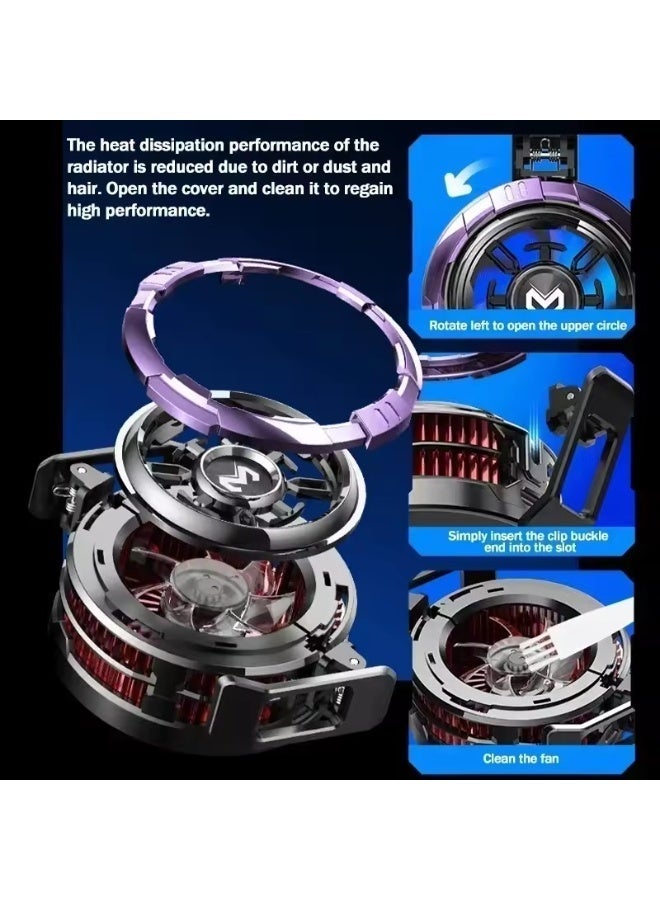 CX08 AI Magnetic Phone Cooler – Semiconductor Mobile Cooling Fan with AI Smart Cooling, Purple RGB LED