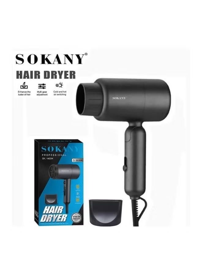 SK-14028 Mini Hair Dryer 1200W with Fast Heating, Foldable & Portable Design, Ionic Technology, Multiple Speed Settings,