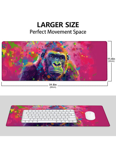 Colorful Gorilla Large Mouse Pad 70 X 30cm , Gaming Mouse Pad, Non Slip Rubber Base, Office Accessories, Desk Mat, Artis