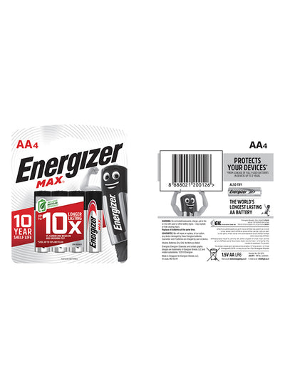 Energizer Pack Of 4 AA Square Max Alkaline Batteries