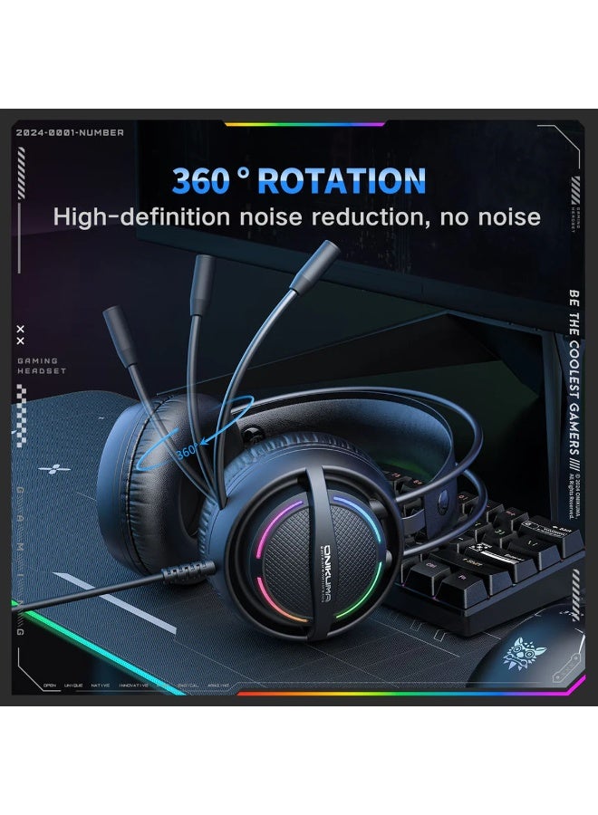 X88 RGB Wired Gaming Headset with Noise Cancelling Microphone, Stereo Surround Sound, Dual USB & 3.5mm Connection, Comfo