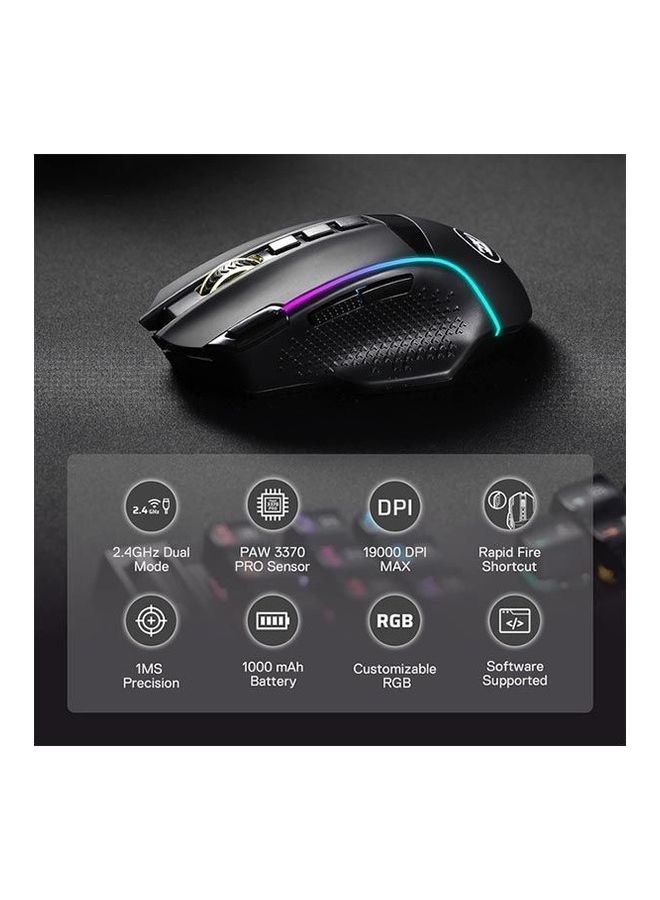 M991 Wireless Gaming Mouse, 19000 DPI Wired/Wireless Gamer Mouse w/Rapid Fire Key