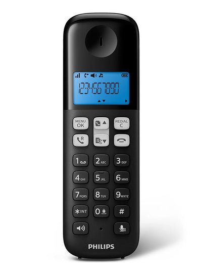 تليفون لاسلكي Philips D1611B هاندز فري مقبض غير قابل للانزلاق أسود