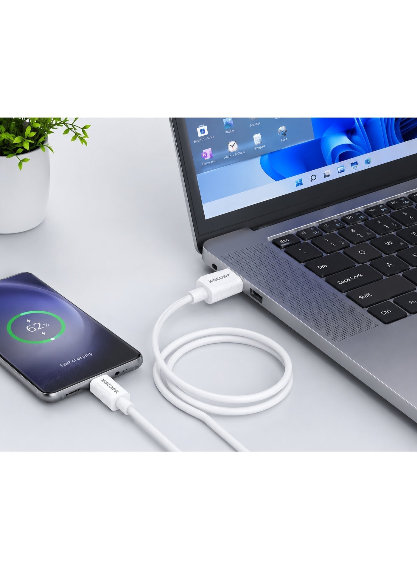 كابل شحن X-SCOOT CL130 Micro USB قوة 25W طول 1m أبيض